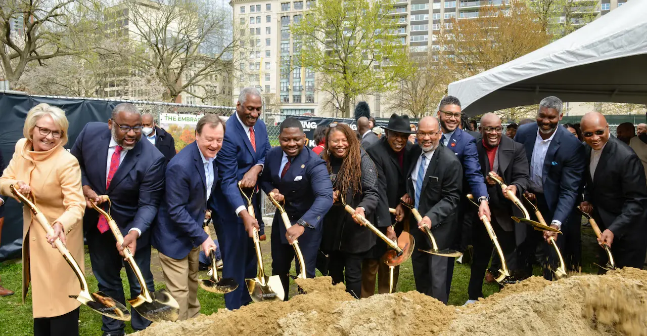 Important people breaking ground on a new project.